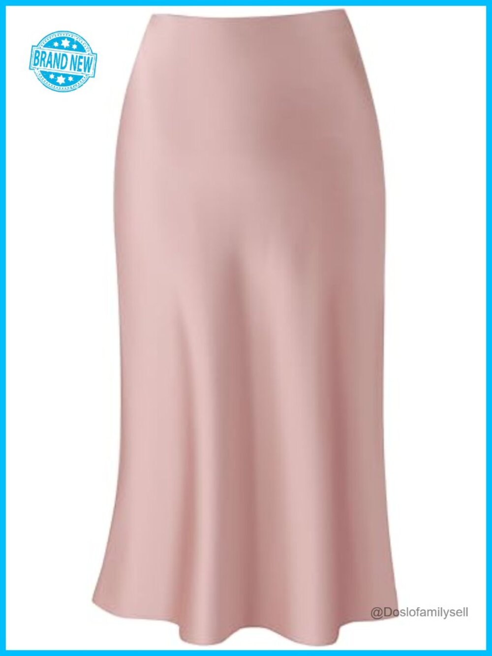 Satin Midi Skirt High Waist Elasticized A-Line Casual Work Party